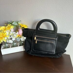 Anthropologie prudence black velvet feel Tote Bag and  a removable inner pouch!